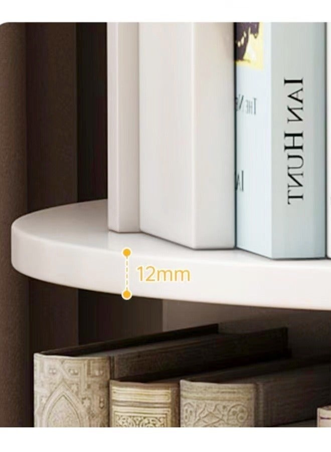 Raffine Moveable Multi Layers 360 Degrees Rotatable Corner Bookshelves Floor Standing Bookcase Storage Rack Multifunction Display Shelves with Storage Drawer for Living Room Bedroom Office 46x46x173 cm - Image 5