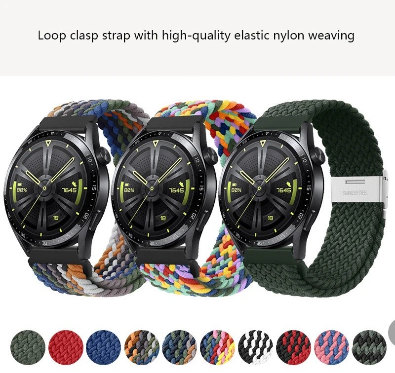 Bluejw Nylon Woven 20mm 22mm Replacement Watch Strap for Samsung Galaxy Watch 7 GT3 and Huawei GT4 – Durable Smartwatch Wrist Band - Image 2