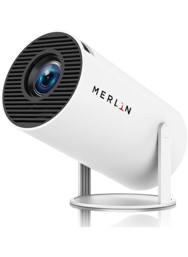 Merlin Mini Portable Projector 4K 1080P Full HD Compatible with Android 11 and Netflix - WiFi 6, BT 5.0, 180° Rotation, Portable Home Theater Projector with App Support - Image 1