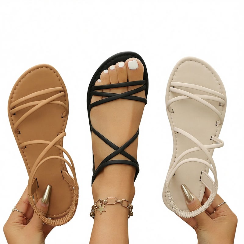 Flat Strap Sandals for Women Roman Beach Slippers - Image 1