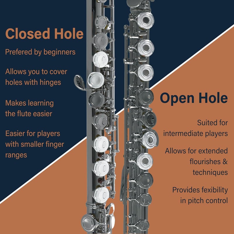 Cecilio Closed Hole C Flute - Musical Instrument, Beginner/Intermediate Flute in Band & Orchestra, Nickel - Image 5
