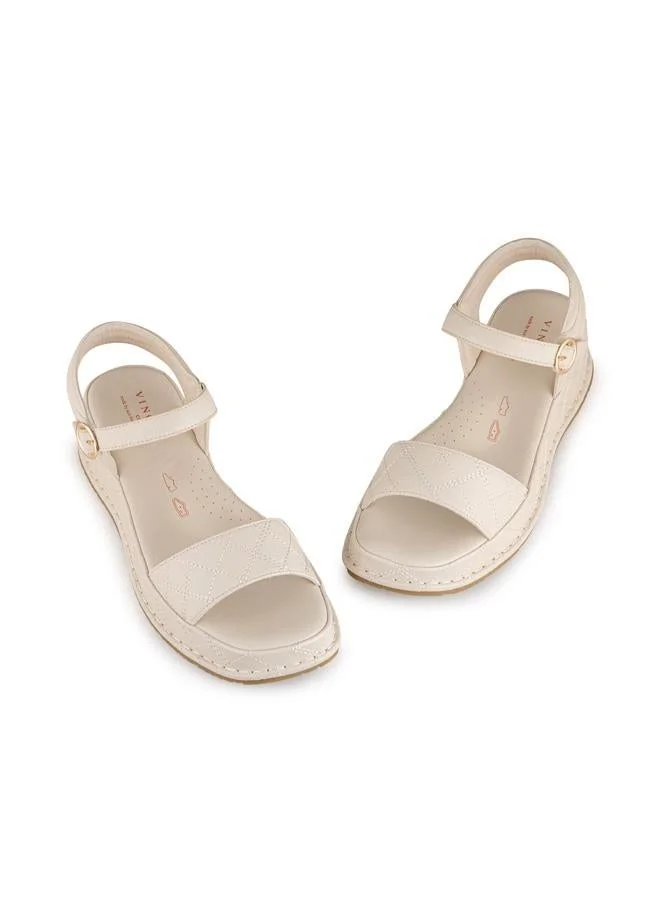 Vincci Beige Women Ankle Strap Wedge Sandals for Women | Best Price UAE