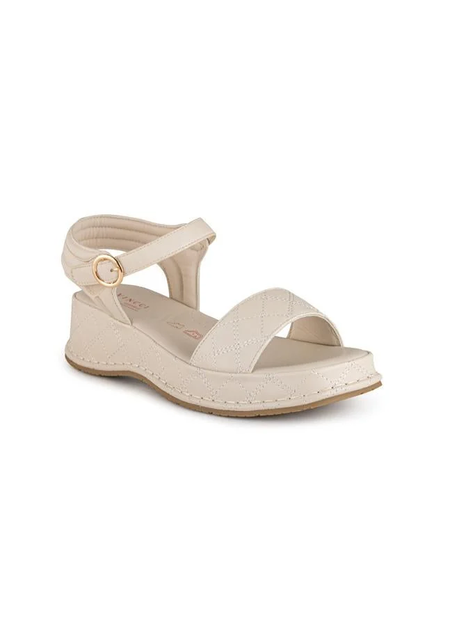 Vincci Beige Women Ankle Strap Wedge Sandals for Women | Best Price UAE
