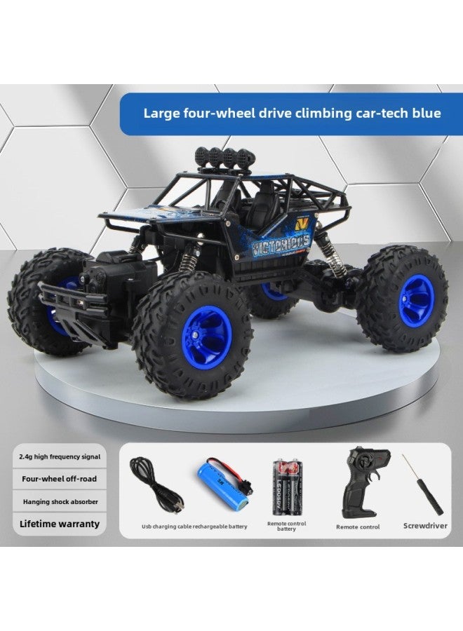 Children's Remote Control Off-road Vehicle High-level Sense Toy Travel Outdoor Play Car Charging High-speed Four-wheel Drive Climbing Car-Color:Abs Blue Large 28cm Four-wheel Drive Climbing Car -Sca
