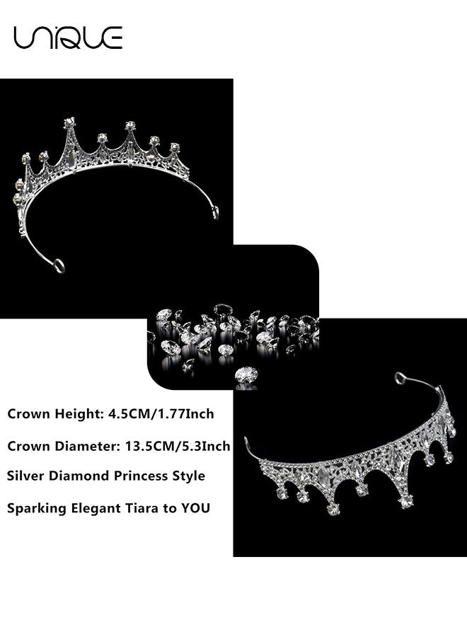 Unique Silver Crystal Tiaras Crown Headbands for Women Girls Kids Birthday Princess Crowns Party Scene Hair Accessories for Bridal Wedding Prom Parties Festival Gifts - Image 2