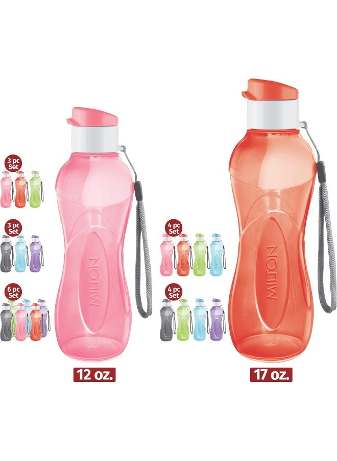 Milton - MILTON 6-pack -12 oz Kids Water Bottle for School Reusable Leak proof Small Sports Water Bottle BPA Free Durable Plastic Leak Free with Carry Strap for Lunch Travel Cycling Camping Gym Yoga -6 colors - Image 1