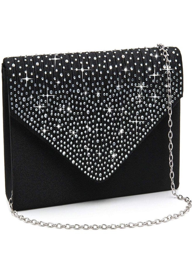 Milisente Evening Bag for Women, Glitter Rhinestone Wedding Evening Purse Crystal Envelope Crossbody Shoulder Clutch Bags (Black) - Image 1
