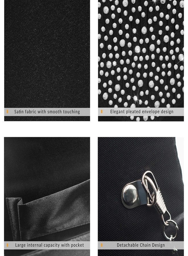 Milisente Evening Bag for Women, Glitter Rhinestone Wedding Evening Purse Crystal Envelope Crossbody Shoulder Clutch Bags (Black) - Image 4