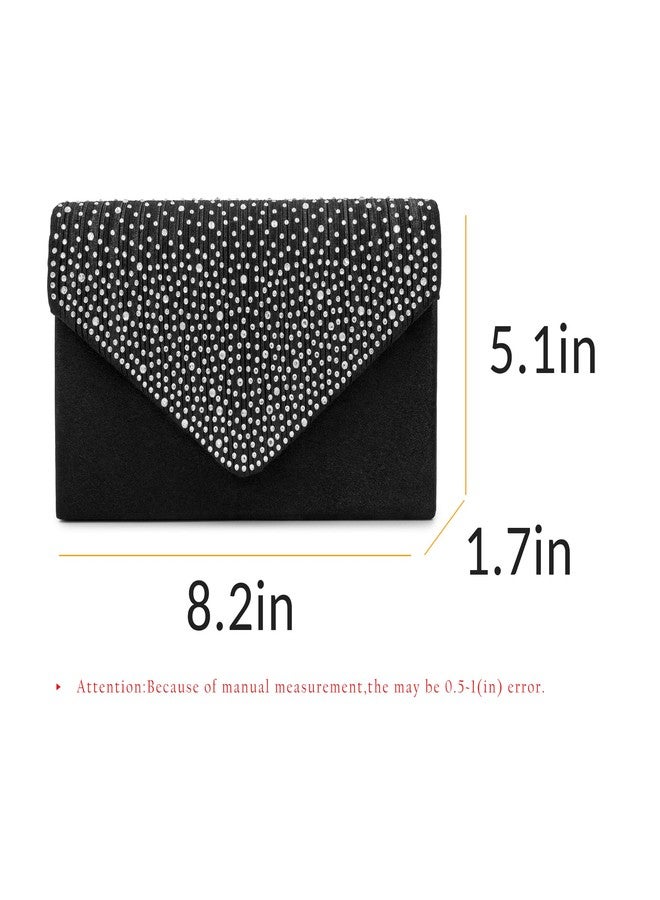 Milisente Evening Bag for Women, Glitter Rhinestone Wedding Evening Purse Crystal Envelope Crossbody Shoulder Clutch Bags (Black) - Image 3