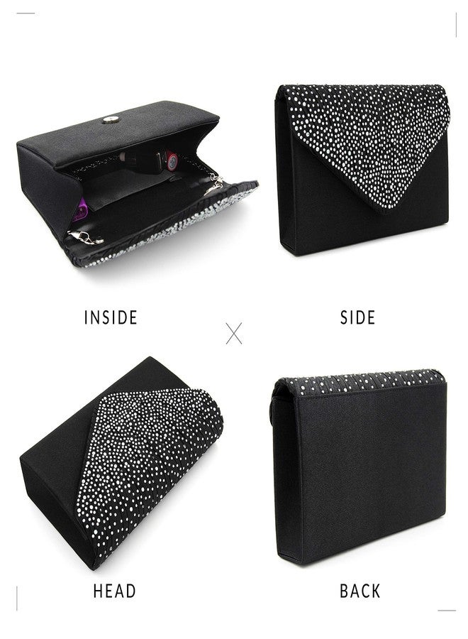 Milisente Evening Bag for Women, Glitter Rhinestone Wedding Evening Purse Crystal Envelope Crossbody Shoulder Clutch Bags (Black) - Image 5