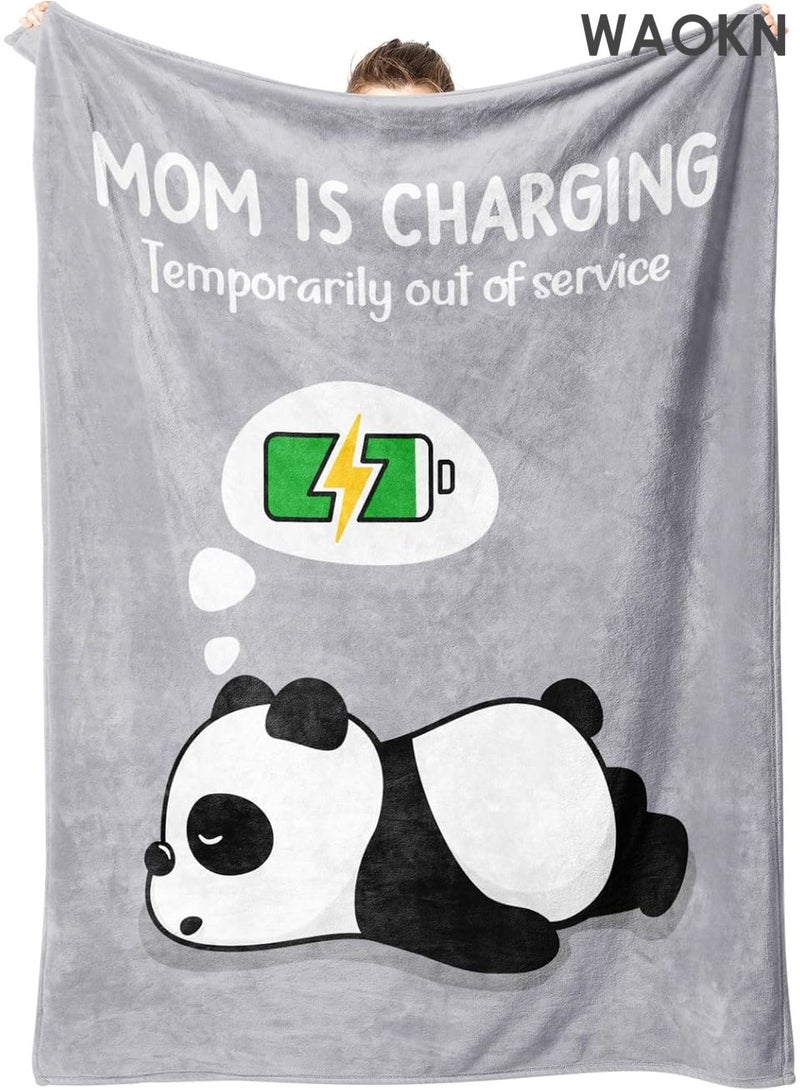 دبليو أيه أو كي أن بطانية زاوية مضحكة لمنع الشخير للأم - بطانية عملية لقيلولة السفر، 60 بوصة × 50 بوصة، هدية ناعمة من الصوف لأعياد الميلاد والتقاعد - أفضل هدية من الابنة/الابن للأم - هدايا مبتكرة بتصميم فكاهي (رمادي) - Image 1