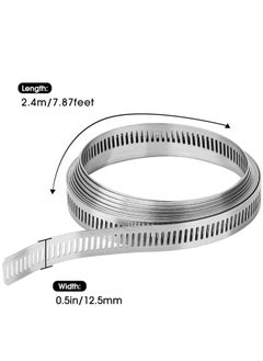 Oasisgalore Hose Clamp Stainless Steel, DIY, 7.9FT Metal strapping with Holes + 6 Fasteners,Large Adjustable Clamp for Automotive.  - Image 2