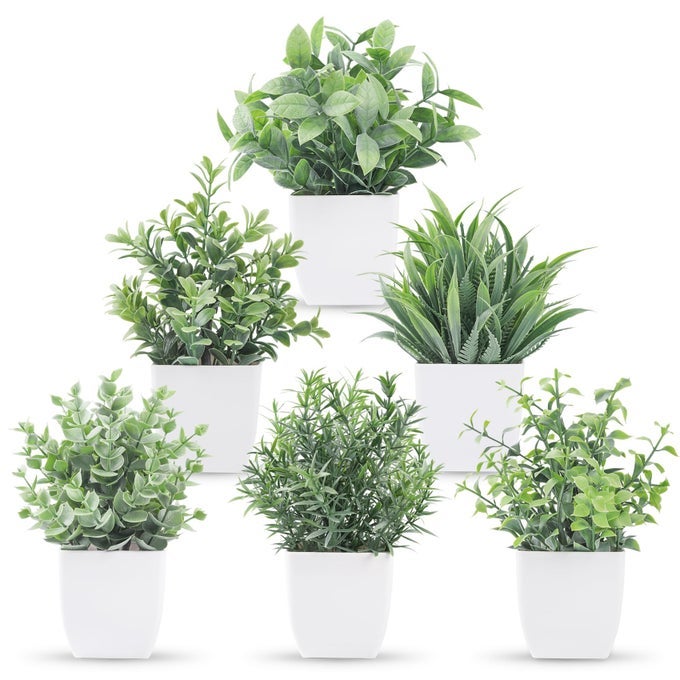 6 PACK FAKE PLANTS SMALL ARTIFICIAL PLANTS FAUX PLANTS INDOOR FOR HOME BATHROOM BEDROOM LIVING ROOM CLASSROOM DECOR