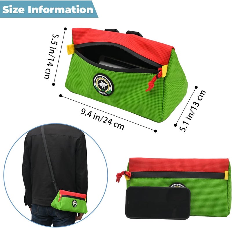 Vortika Bike Handlebar Bag, Bicycle Front Bag, Kids Handle Bar Bag, Storage Bag with Shoulder Strap for Men Women Kids Outdoor Road MTB Cycling(Green + Red) - Image 4
