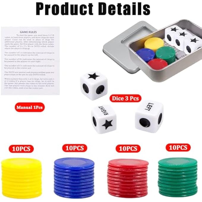 Mienocol Left Right Centre Dice GameLeft Right Center Games Desktop Board Setfor Party Family Friends Gatherings Box - Image 4