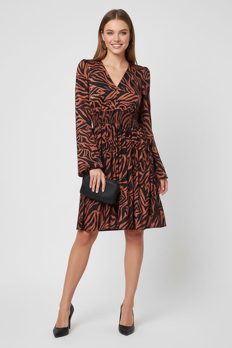 PINKO Women Zebra Print A-Line Dress, Multicolor - Image 1