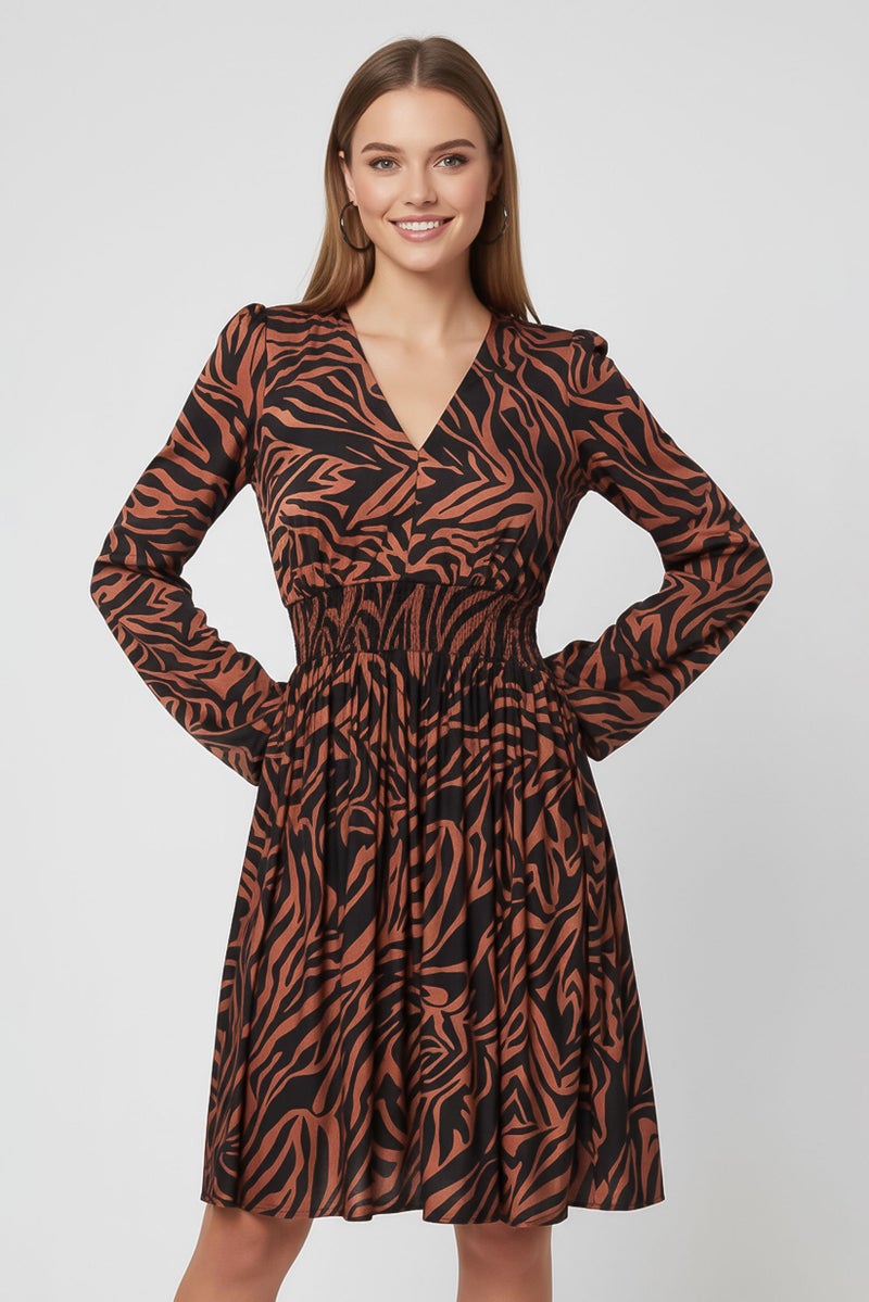 PINKO Women Zebra Print A-Line Dress, Multicolor - Image 2
