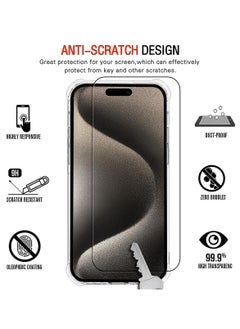ماكس توب شاشة حماية لموبايل ايفون 16 (iPhone 16) طبقة من الزجاج المقوى بدون حواف سوداء, حماية كاملة لشاشة هاتفك ضد الكسر و التوهج من Max Top  - Image 2