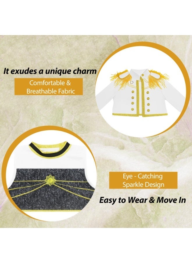 Halamodo 3 PCS K-POP Demon Hunter Girl Group Rumi Mira Zoey Cosplay Costume (Fringe Style) Set, Popular Singer Embroidered Stage Outfit, Girls Dance Performance Clothing Suit, Children Role-Play Costume ,For Ages 3-10 Children's Costumes - Image 5