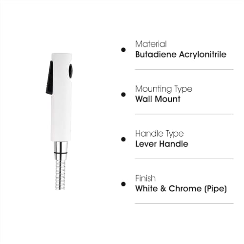 BWDM ABS Health Faucet with SS-304 Grade 1.5 Meter Flexible and Spring Heavy Metal Hose Pipe and Wall Hook, Also Use for Shower Head Chrome Finish, Jet Spray for Toilet (White Finish) - Image 3