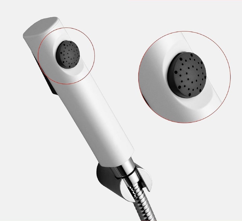 BWDM ABS Health Faucet with SS-304 Grade 1.5 Meter Flexible and Spring Heavy Metal Hose Pipe and Wall Hook, Also Use for Shower Head Chrome Finish, Jet Spray for Toilet (White Finish) - Image 4