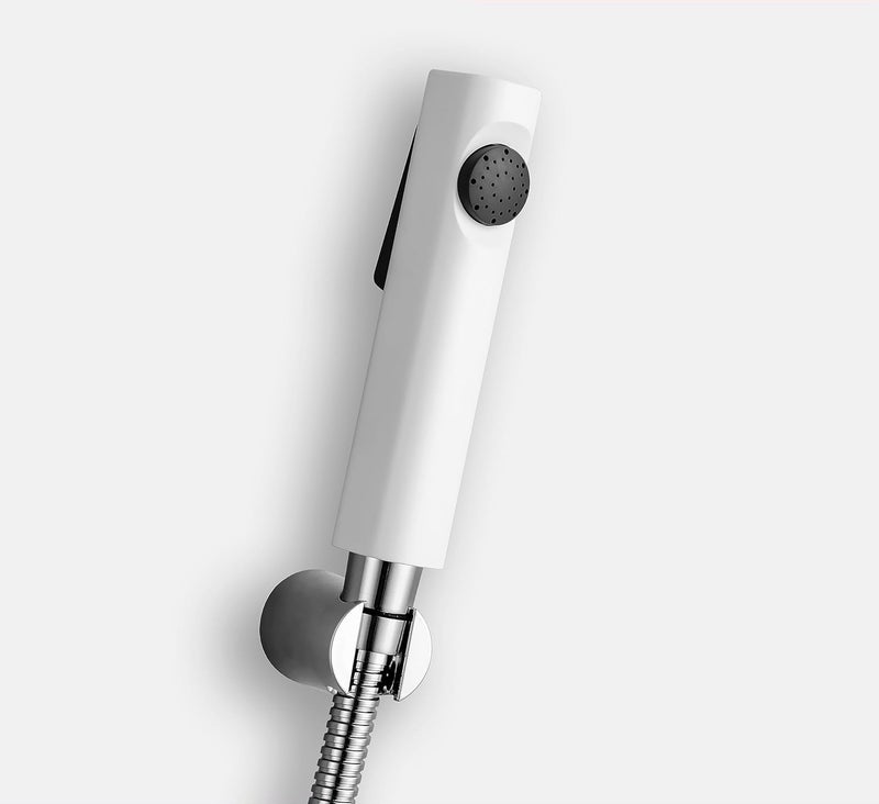 BWDM ABS Health Faucet with SS-304 Grade 1.5 Meter Flexible and Spring Heavy Metal Hose Pipe and Wall Hook, Also Use for Shower Head Chrome Finish, Jet Spray for Toilet (White Finish) - Image 5