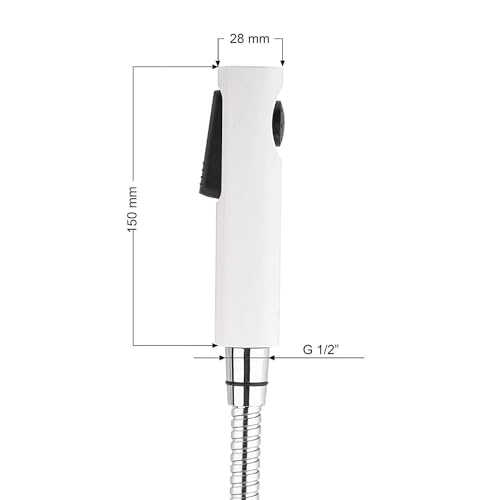 BWDM ABS Health Faucet with SS-304 Grade 1.5 Meter Flexible and Spring Heavy Metal Hose Pipe and Wall Hook, Also Use for Shower Head Chrome Finish, Jet Spray for Toilet (White Finish) - Image 2