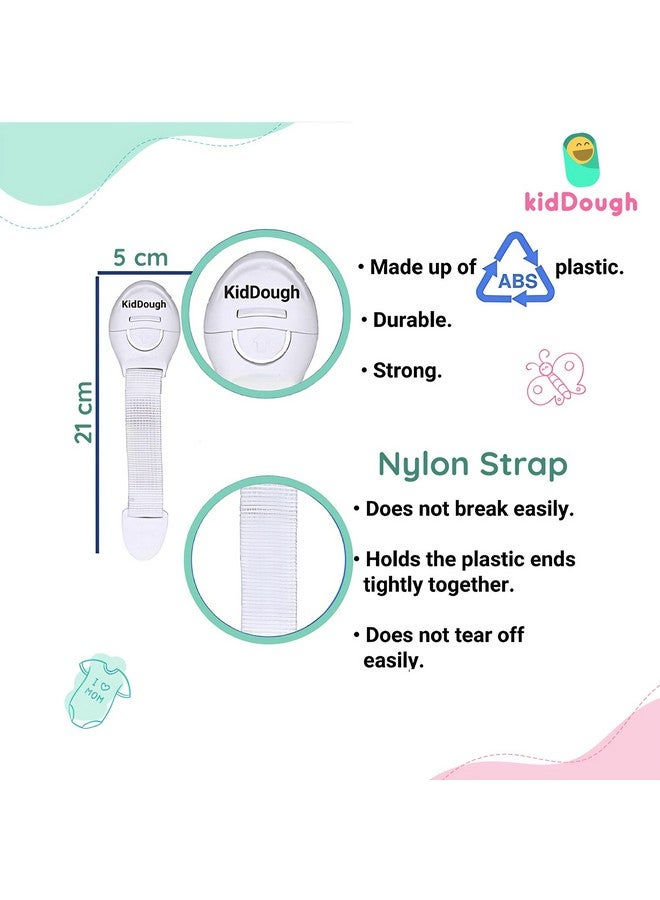 KidDough Furniture Safety Locks For Kids - Pack Of 4 Grey + 4 White Locks, Child Safety Locks For Drawers, Cabinets, Fridge, Cupboard Lock, Strong And Adhesive Safety Locks - Image 3