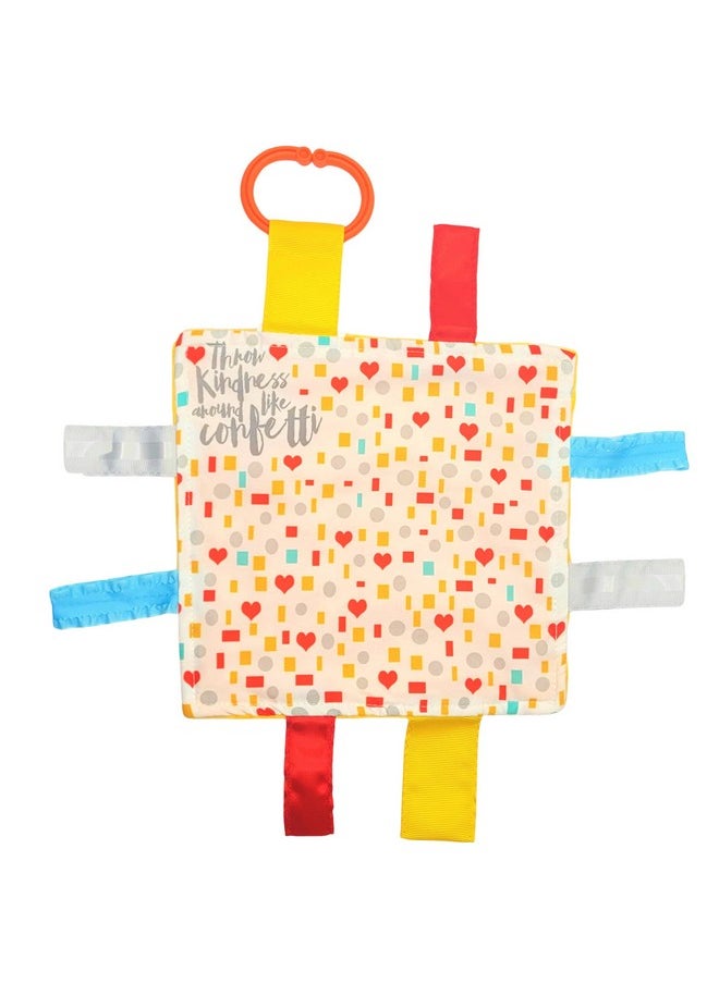 The Learning Lovey Baby Jack & Co 8X8” Kindness Confetti Lovey Tag Toys For Babies Baby Crinkle Toys Crinkle Toys For Baby Soft & Safe Learn Shapes & Colors Ideal Baby Toy Bpa Free W/Stroller Clip  - Image 1