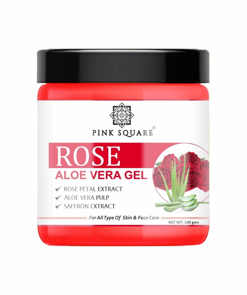 Pink Square Rose Aloe Vera Face Gel For Daily use of Skincare Reduce Dark Spots  Acne Free Skin Pack of 1 of 100 Grams - Image 1