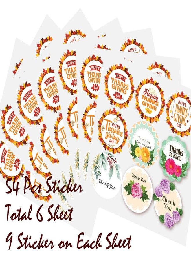 SLGIFT Vinyl Thanks Giving Theme Sticker, Self-Adhesive Vinyl Stickers, 54 Pieces, 2 x 2 Inches Round Sticker, 9 Unique Designs, R007 - Image 4