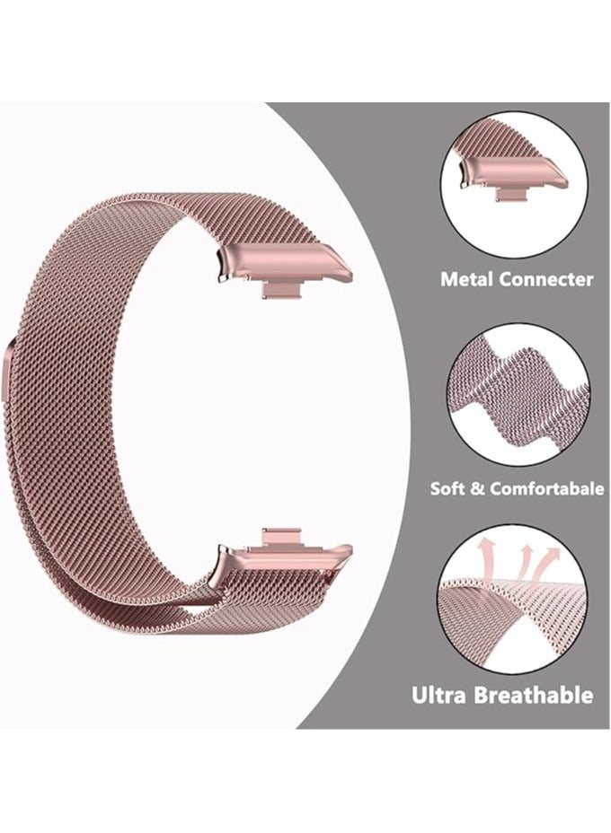 Metal Bracelet Compatible with Xiaomi Smart Band 9 Pro/Mi Band 8 Pro, Magnetic Replacement Strap for Xiaomi Smart Band 9 Pro/Mi Band 8 Pro for Men and Women (Pink) - Image 2