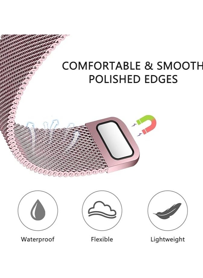 Metal Bracelet Compatible with Xiaomi Smart Band 9 Pro/Mi Band 8 Pro, Magnetic Replacement Strap for Xiaomi Smart Band 9 Pro/Mi Band 8 Pro for Men and Women (Pink) - Image 3