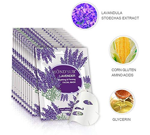 Mond'sub Mondsub Lavender Soothing & Firming Facial Mask Sheet - Pack of 12 x 20ml - Image 3