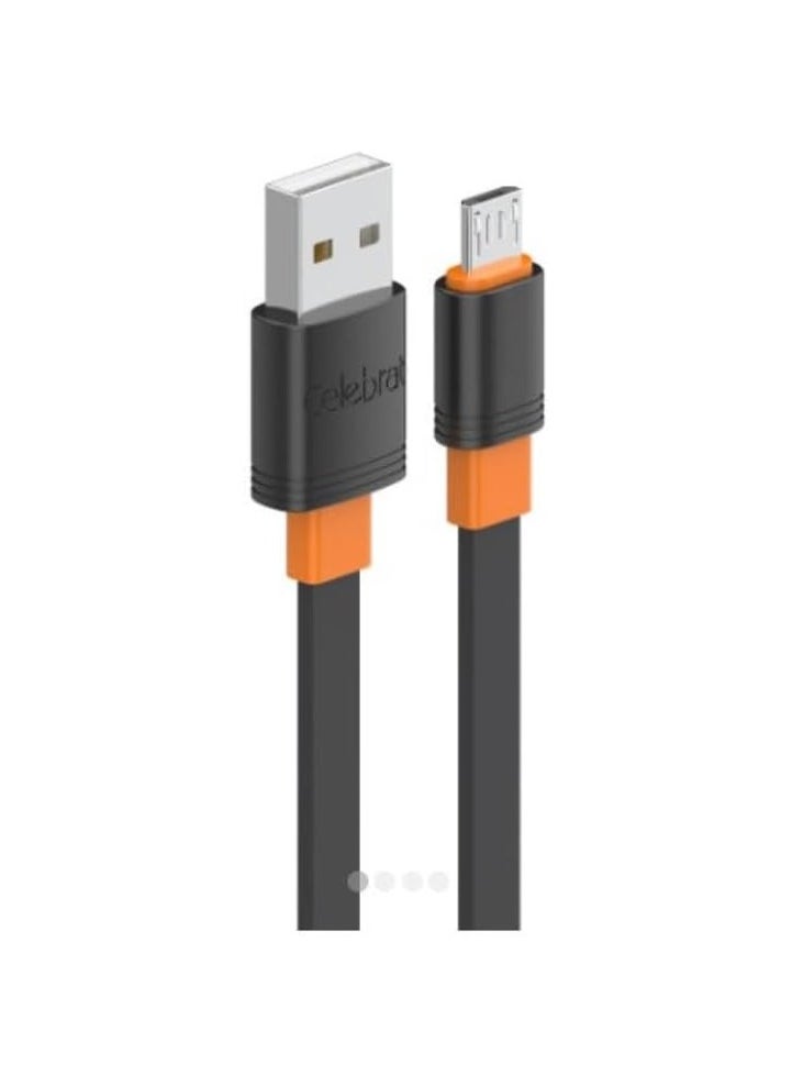 Celebrat Celebrat CB-33 Portable USB To Micro Fast Charge And Data Transmission Cable With Flat wire Design And Practical Fits Mobile Phone 3A /480mbps /1M - Black  - Image 2