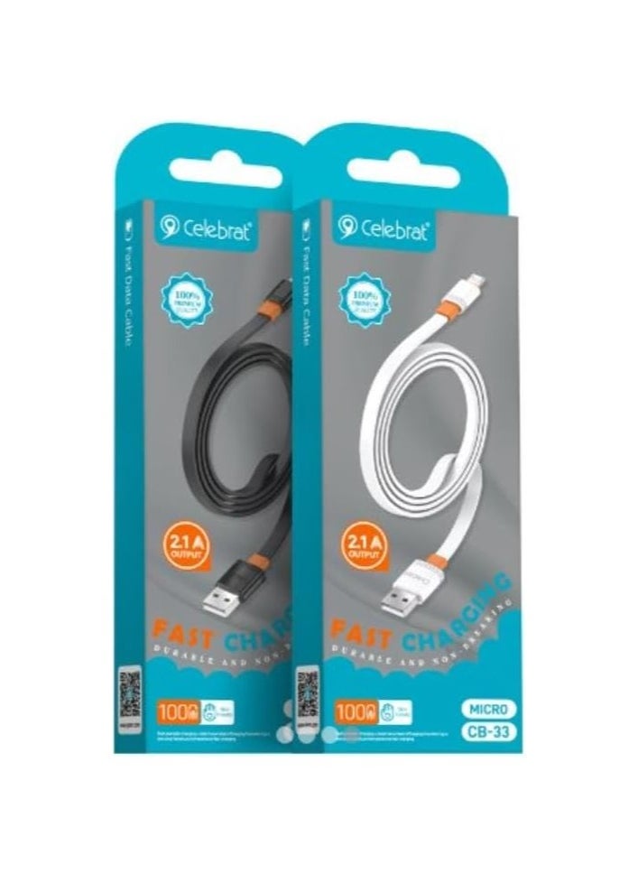 Celebrat Celebrat CB-33 Portable USB To Micro Fast Charge And Data Transmission Cable With Flat wire Design And Practical Fits Mobile Phone 3A /480mbps /1M - Black  - Image 3