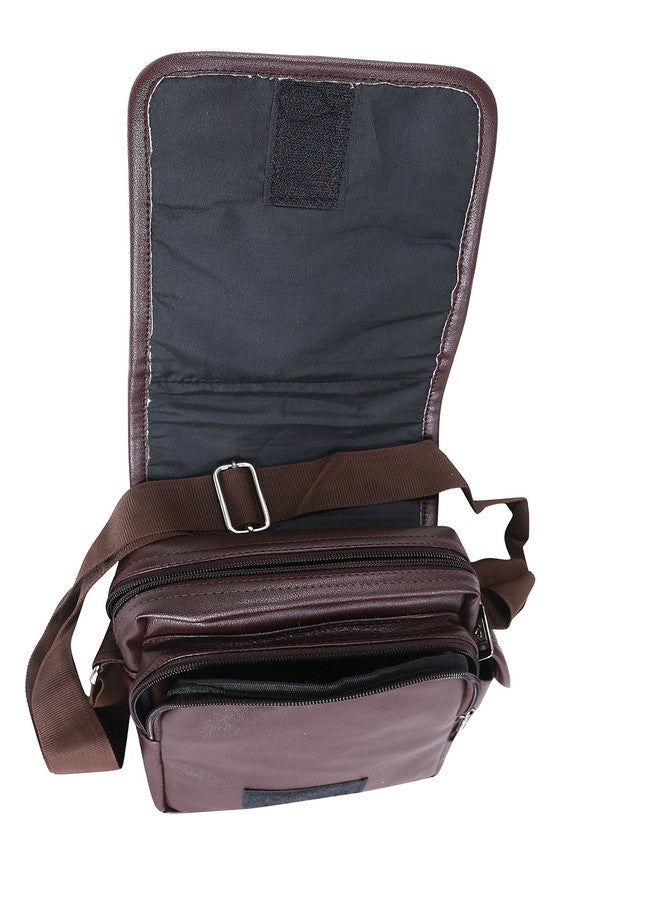 Handcuffs Mens Sling Bag | Pu Leather | Messenger | One Side | Shoulder | Cross Body | Stylish | Small | Casual | Travel | Office | Bag (Brown) - Image 4