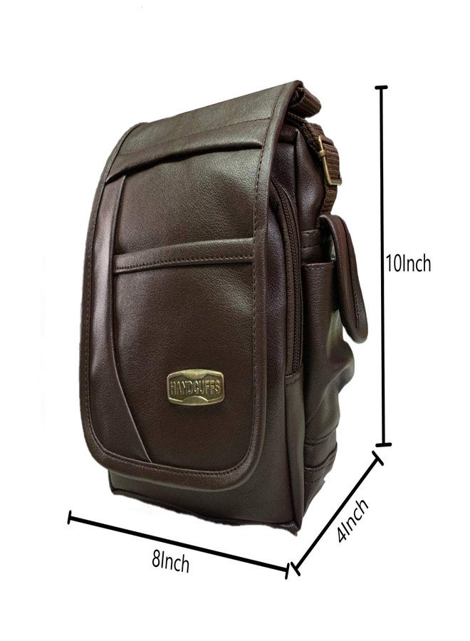 Handcuffs Mens Sling Bag | Pu Leather | Messenger | One Side | Shoulder | Cross Body | Stylish | Small | Casual | Travel | Office | Bag (Brown) - Image 3