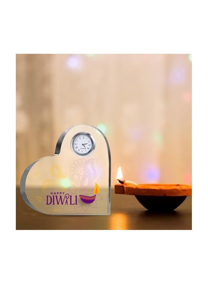 PRINTSHOP4ME Diwali Special Heart-Shaped Crystal Clock Gift-Thoughtful Presents For Diwali Gifts For Your Friends And Family  - Image 2
