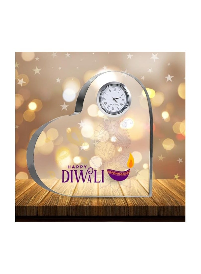 PRINTSHOP4ME Diwali Special Heart-Shaped Crystal Clock Gift-Thoughtful Presents For Diwali Gifts For Your Friends And Family  - Image 3
