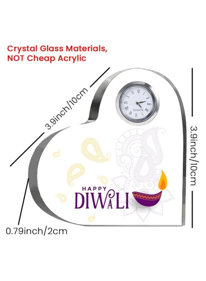 PRINTSHOP4ME Diwali Special Heart-Shaped Crystal Clock Gift-Thoughtful Presents For Diwali Gifts For Your Friends And Family  - Image 4