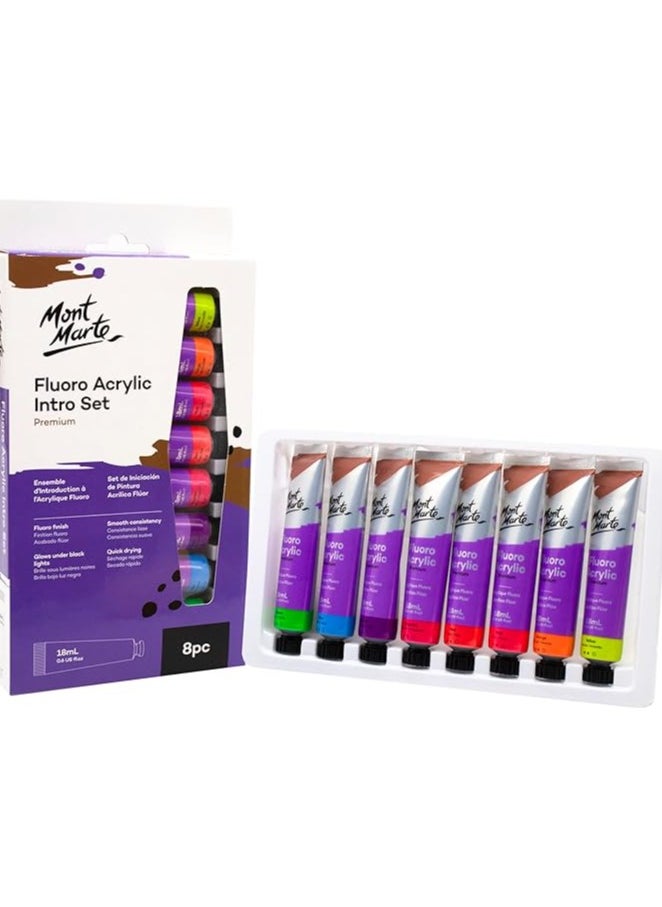 Mont Marte Mont Marte Fluro Acrylic Paint Intro Set -8 Piece  - Image 2
