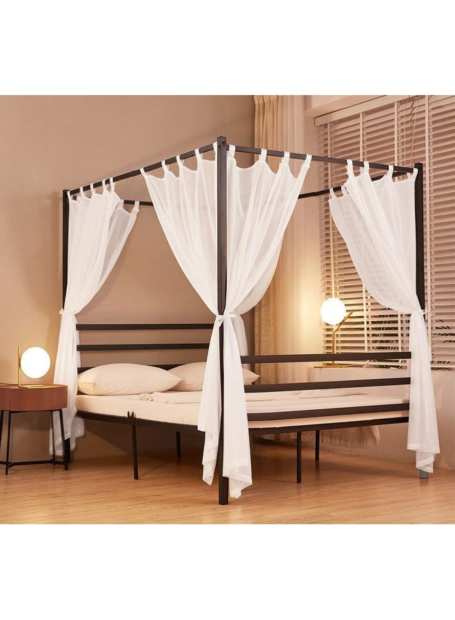 Akiky White Canopy Bed Curtains 4 Corner Bed Canopies Voile Sheer Canopy Curtains Panel 8 Drapery Panel Curtain for All Bed Sizes - Image 2