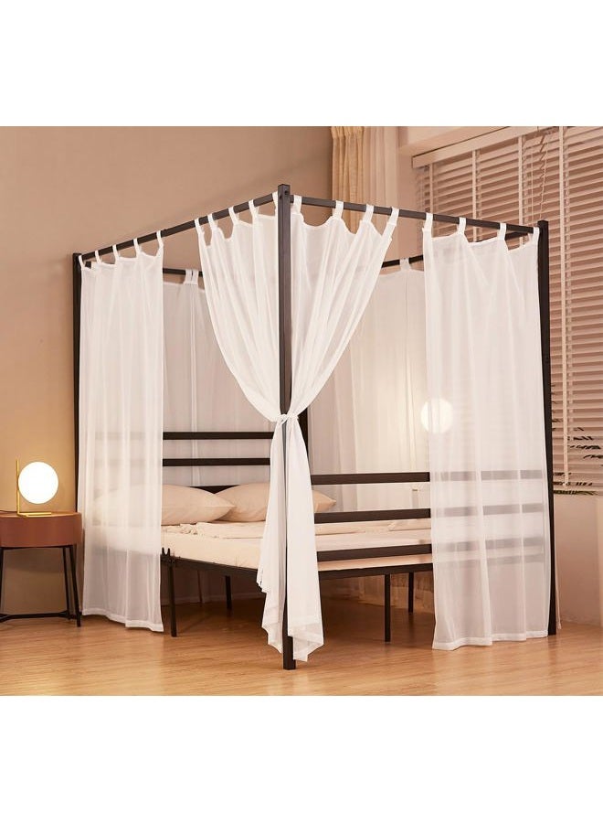 Akiky White Canopy Bed Curtains 4 Corner Bed Canopies Voile Sheer Canopy Curtains Panel 8 Drapery Panel Curtain for All Bed Sizes - Image 1