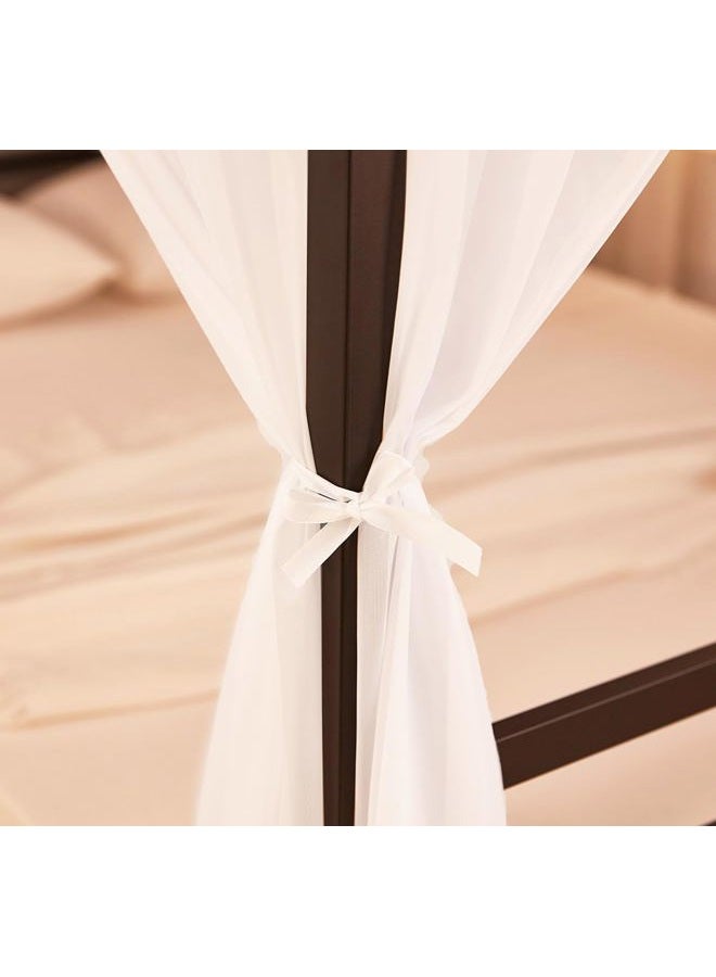 Akiky White Canopy Bed Curtains 4 Corner Bed Canopies Voile Sheer Canopy Curtains Panel 8 Drapery Panel Curtain for All Bed Sizes - Image 4