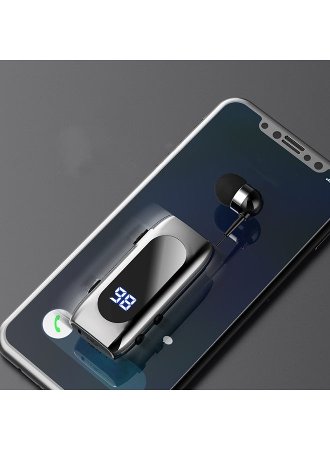 New digital display sports Bluetooth headset single ear clip drawstring business neutral headset black - Image 4