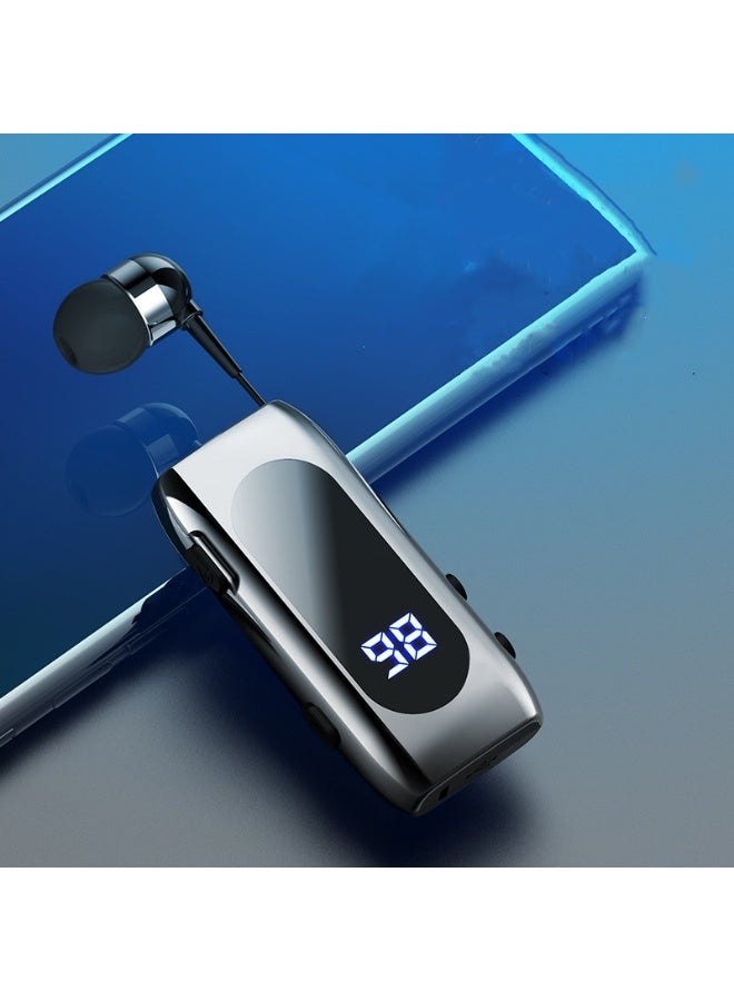 New digital display sports Bluetooth headset single ear clip drawstring business neutral headset black - Image 3