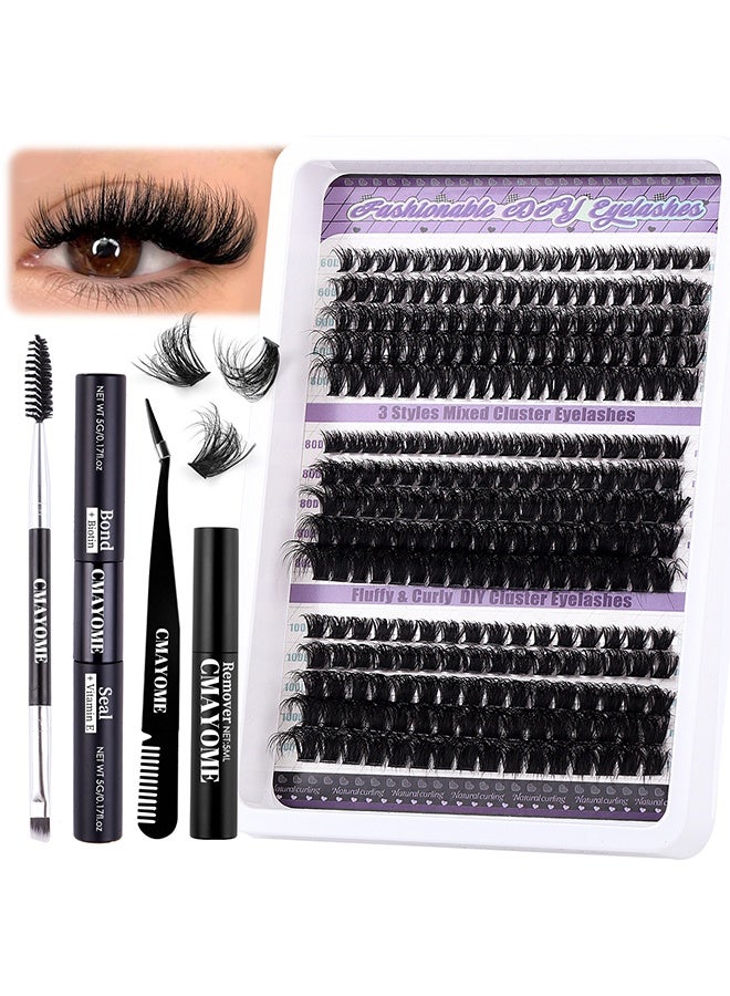 HAVEN Segmented False Eyelash Set 270 Clusters, 60D 80D 100D Curled Thick Mix Lash Clusters, Eyelash Extension Kit, Enlarge Eyes Naturally, Curl Eyelash, Diy Eyelashes - Image 1