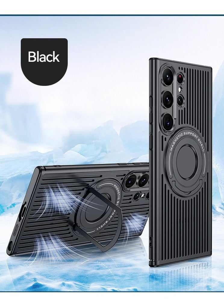Color Fans Luxury Magnetic Case For Samsung Galaxy S23 Ultra With Mobile Phone Holder Hide Stand Hard Cover  - Image 1