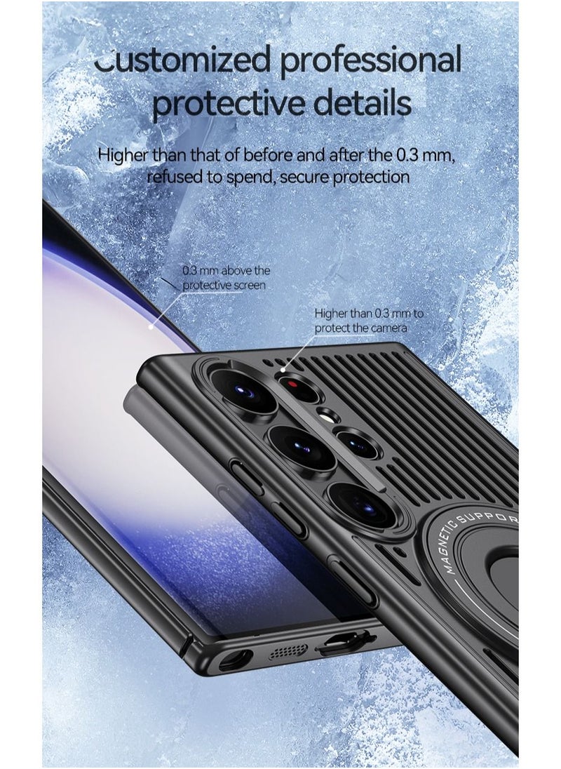 Color Fans Luxury Magnetic Case For Samsung Galaxy S23 Ultra With Mobile Phone Holder Hide Stand Hard Cover  - Image 2